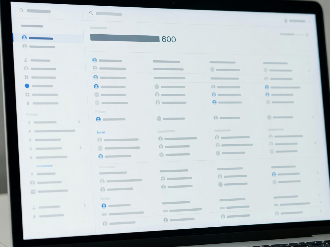 Laptop screen displaying a clean, organized inbox interface